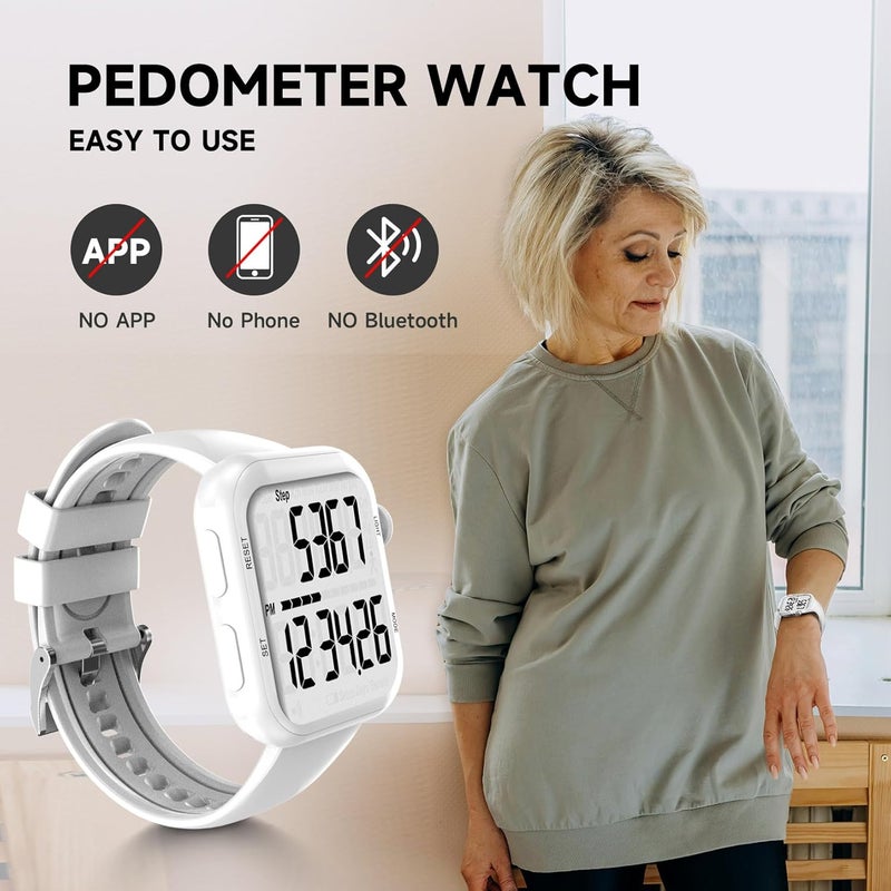CHAMPOWER Pedometer Watch, Multi-Function Pedometer for Walking Steps and Miles, 3D Super Accurate Step Counter, Track Steps for Men Women Seniors - Image 3